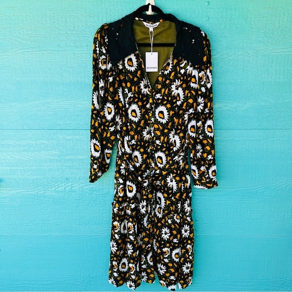WALTER BAKER Luxembourg Bailee Midaxi Shirt Dress DAISY DARK FLORAL SIZE XL NWT - Picture 2 of 13